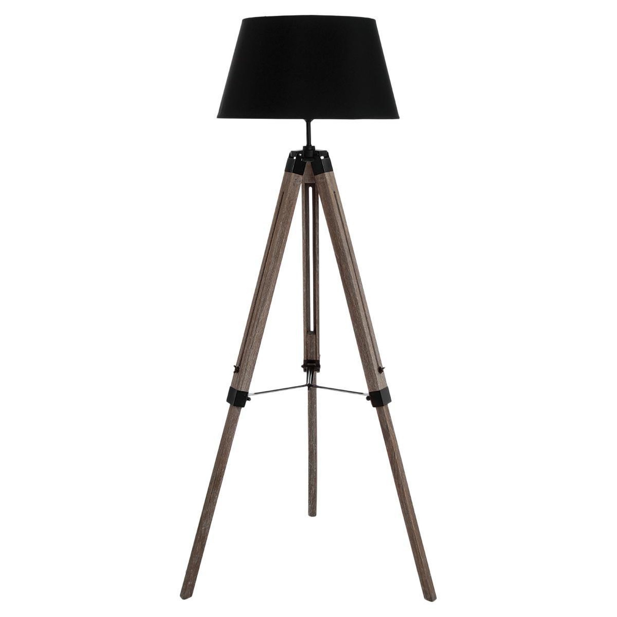 Voir la diapositive 3 : ATMOSPHERA Lampadaire trépied bois  runo  145cm noir