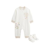 Petit Béguin Combinaison bébé en molleton et chaussons Baby Panda. Coloris disponibles : Beige