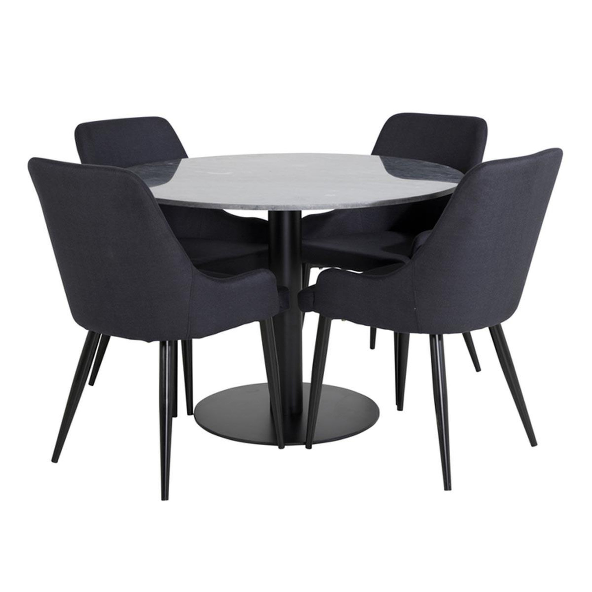 Paris Prix Ensemble Table à Manger & 4 Chaises  Estelle & Plaza  106cm Gris Foncé & Noir