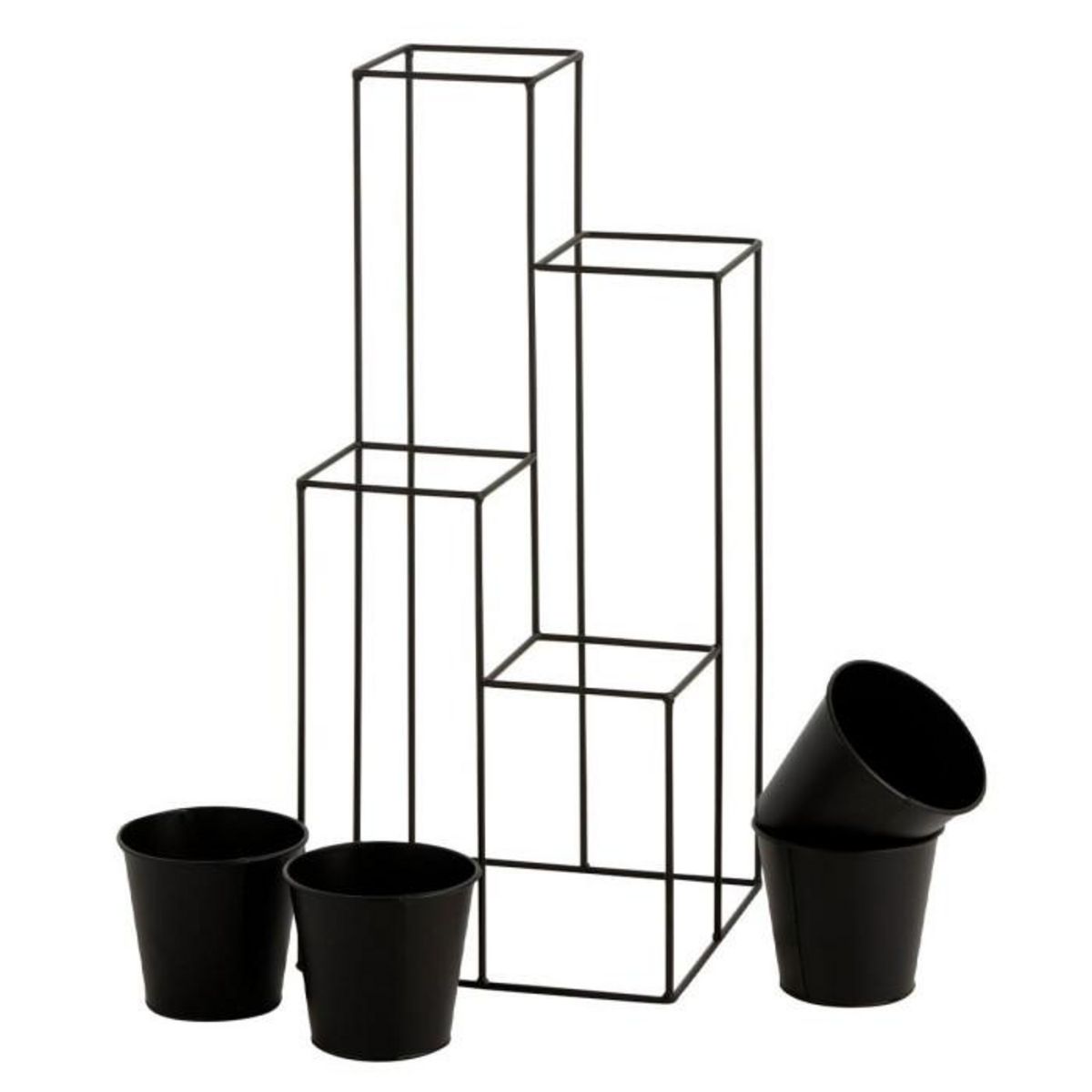 Paris Prix Lot de 4 Cache-Pots sur Pied  Étagère  70cm Noir
