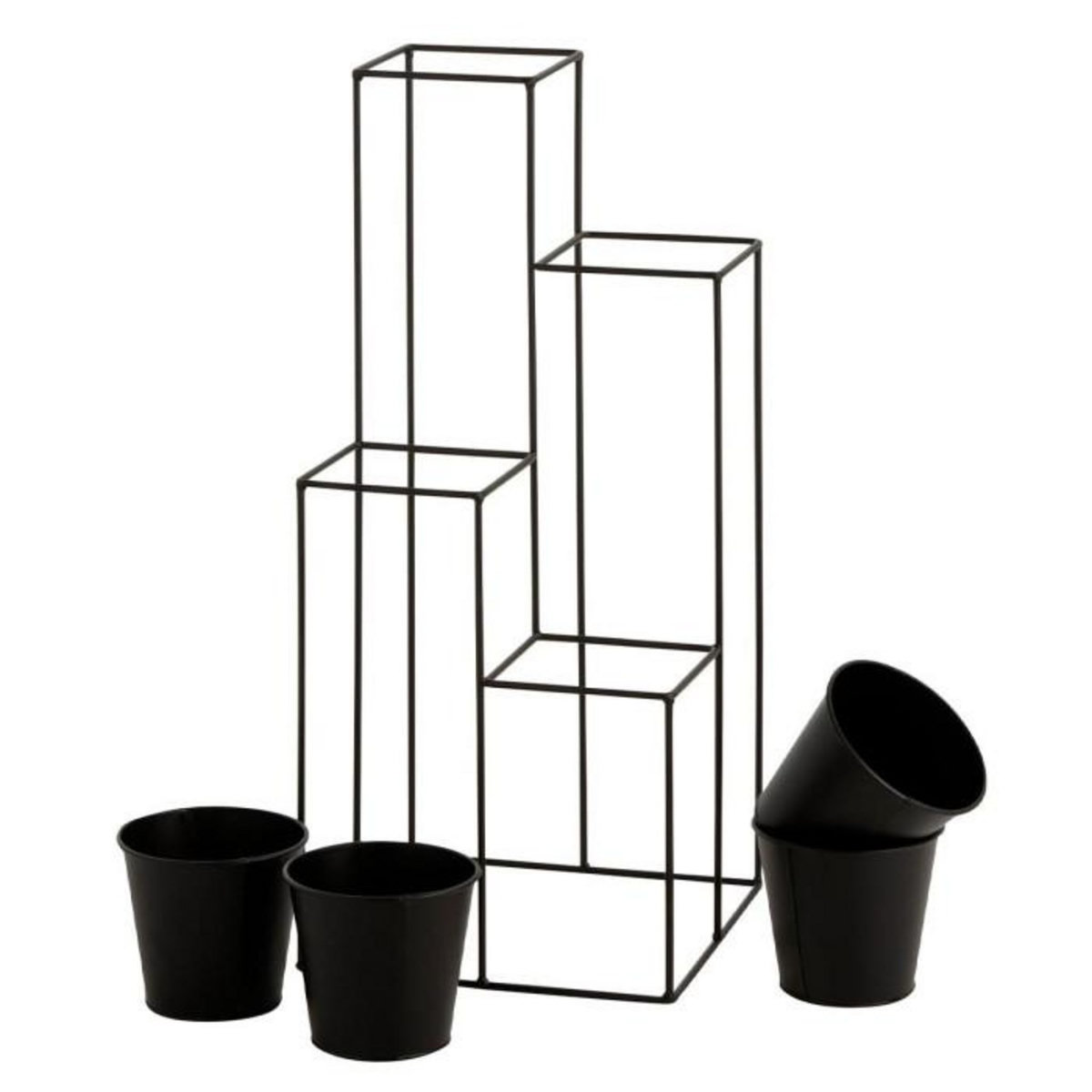 Paris Prix Lot de 4 Cache-Pots sur Pied  Étagère  70cm Noir