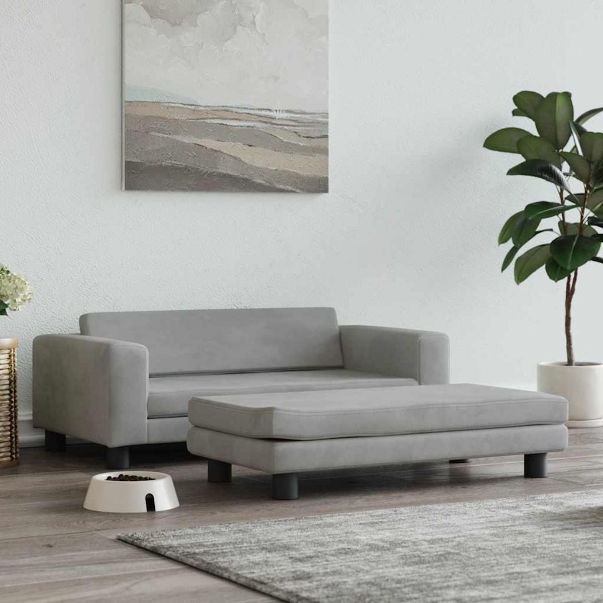 VIDAXL Lit pour chien avec extension gris clair 100x50x30 cm velours