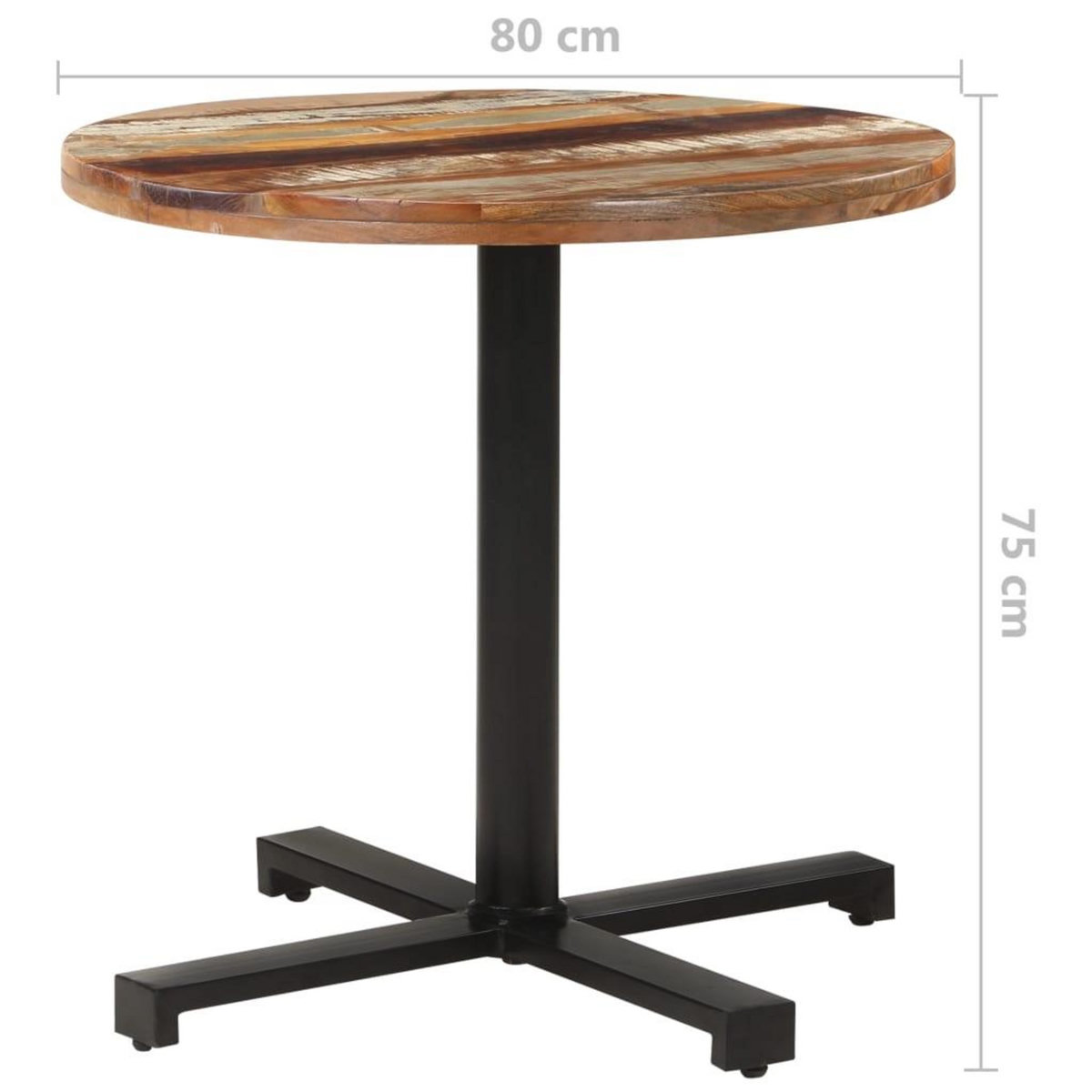 VIDAXL Table de bistro Carree Ø80x75 cm Bois de recuperation massif