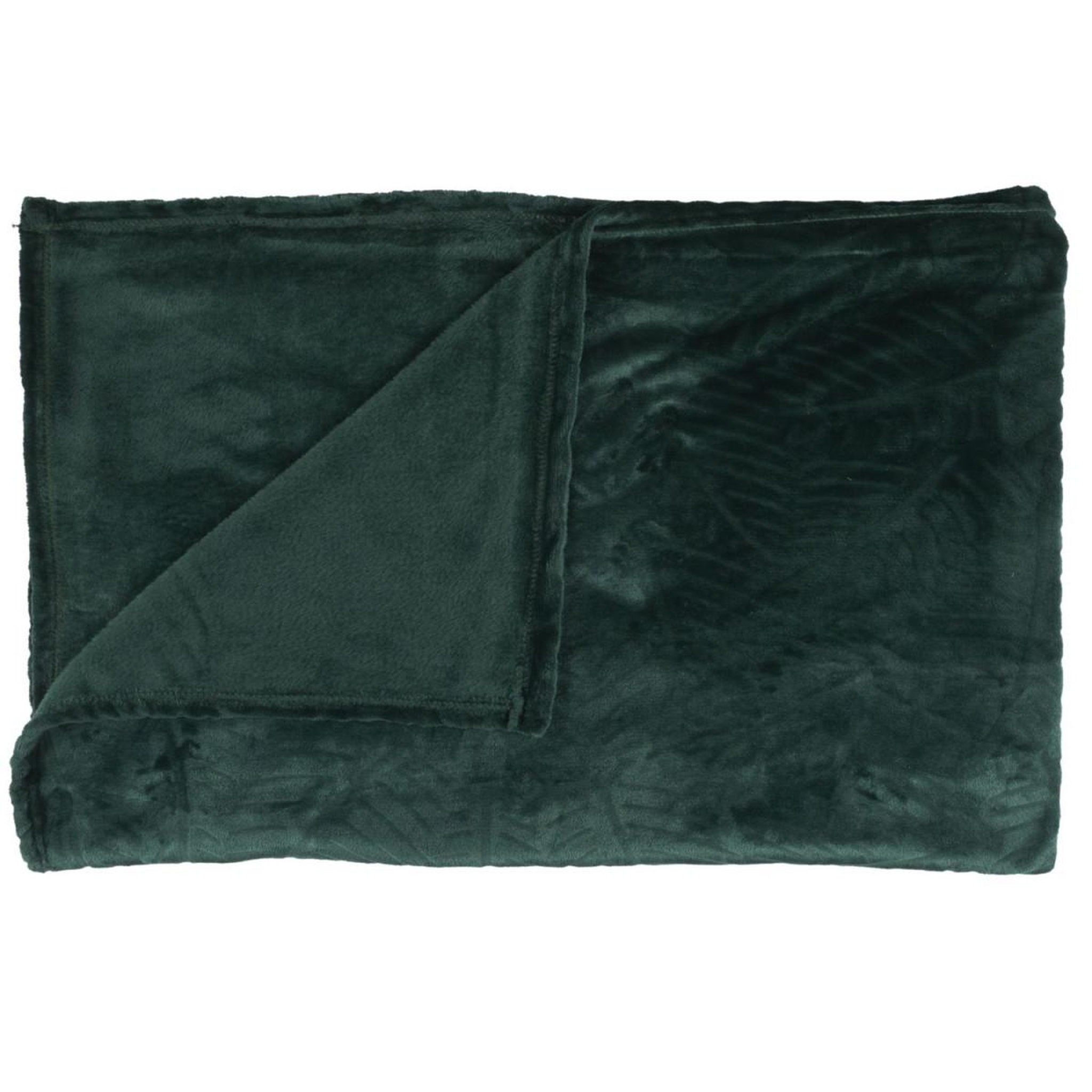 The Home Deco Factory Plaid flanelle embosse  roméo  150x200cm vert sapin
