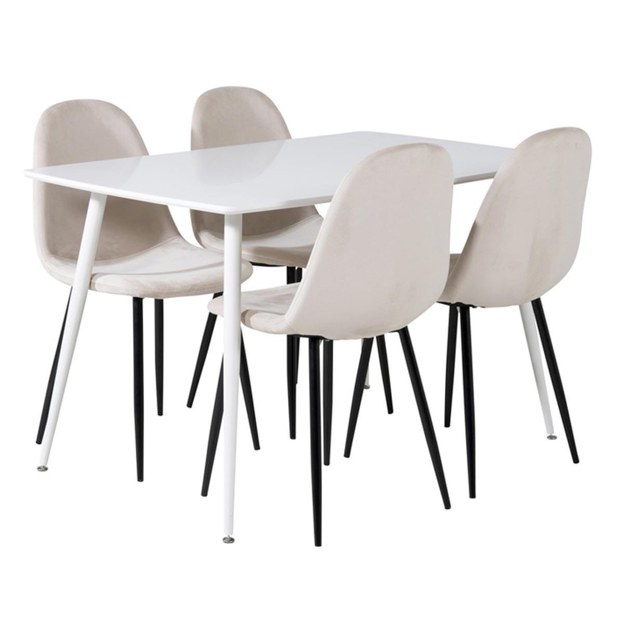 Paris Prix Ensemble table à manger & 4 chaises  polar  120cm blanc & beige