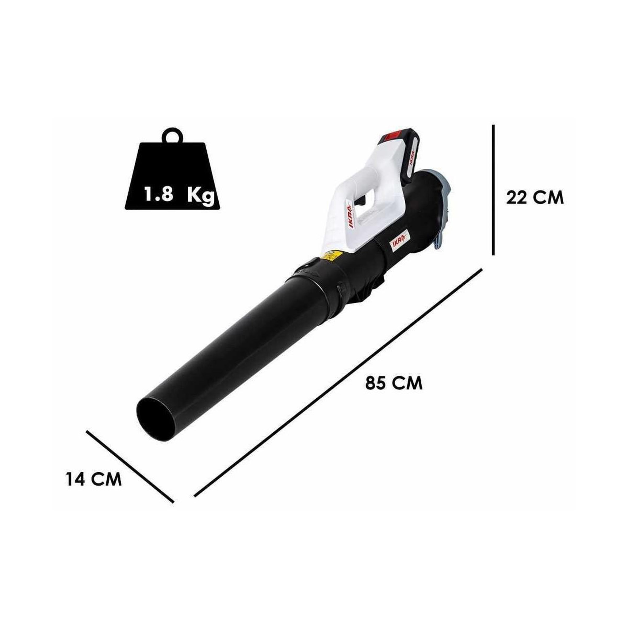 Voir la diapositive 3 : Ikra Souffleur de feuilles sans fil 20V 2Ah – Souffleur Jardin 150 km/h + Batterie + Chargeur Terrasse Allée Nettoyage Extérieur IKRA