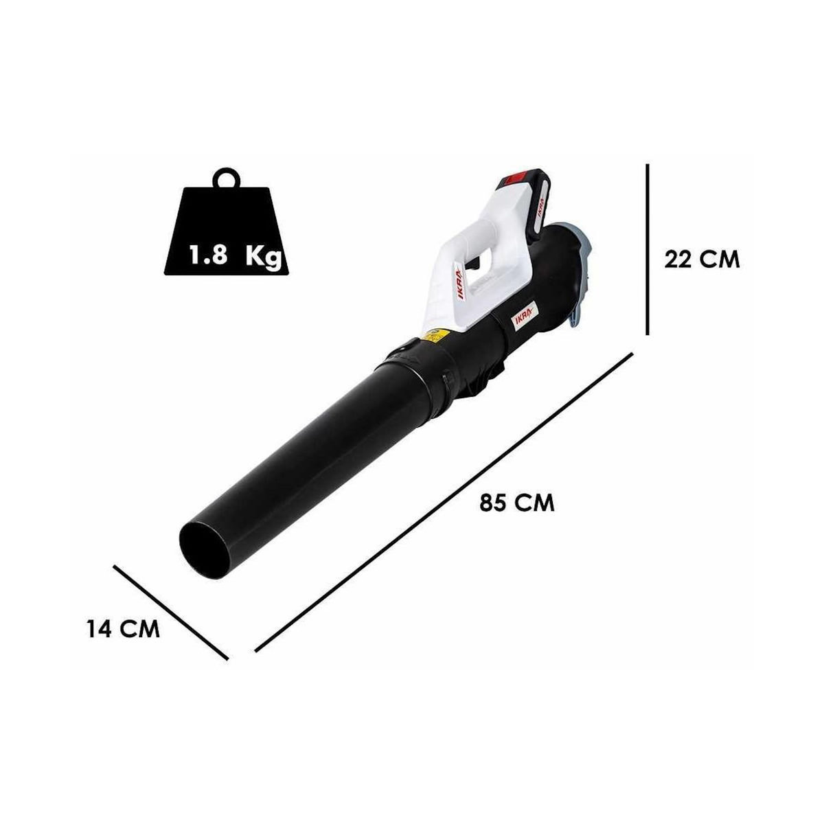 Ikra Souffleur de feuilles sans fil 20V 2Ah – Souffleur Jardin 150 km/h + Batterie + Chargeur Terrasse Allée Nettoyage Extérieur IKRA