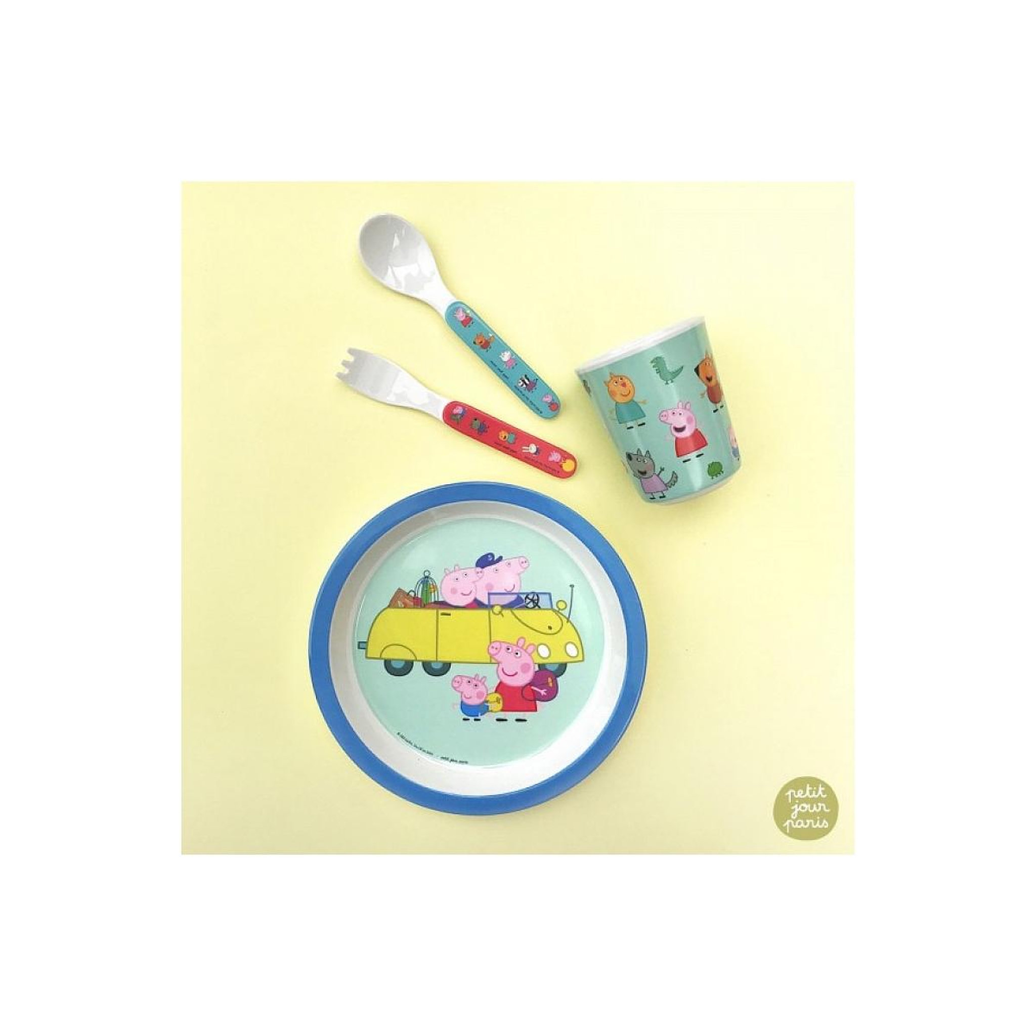 Voir la diapositive 2 : Petit Jour Assiette bebe Peppa Pig avec les grands parents