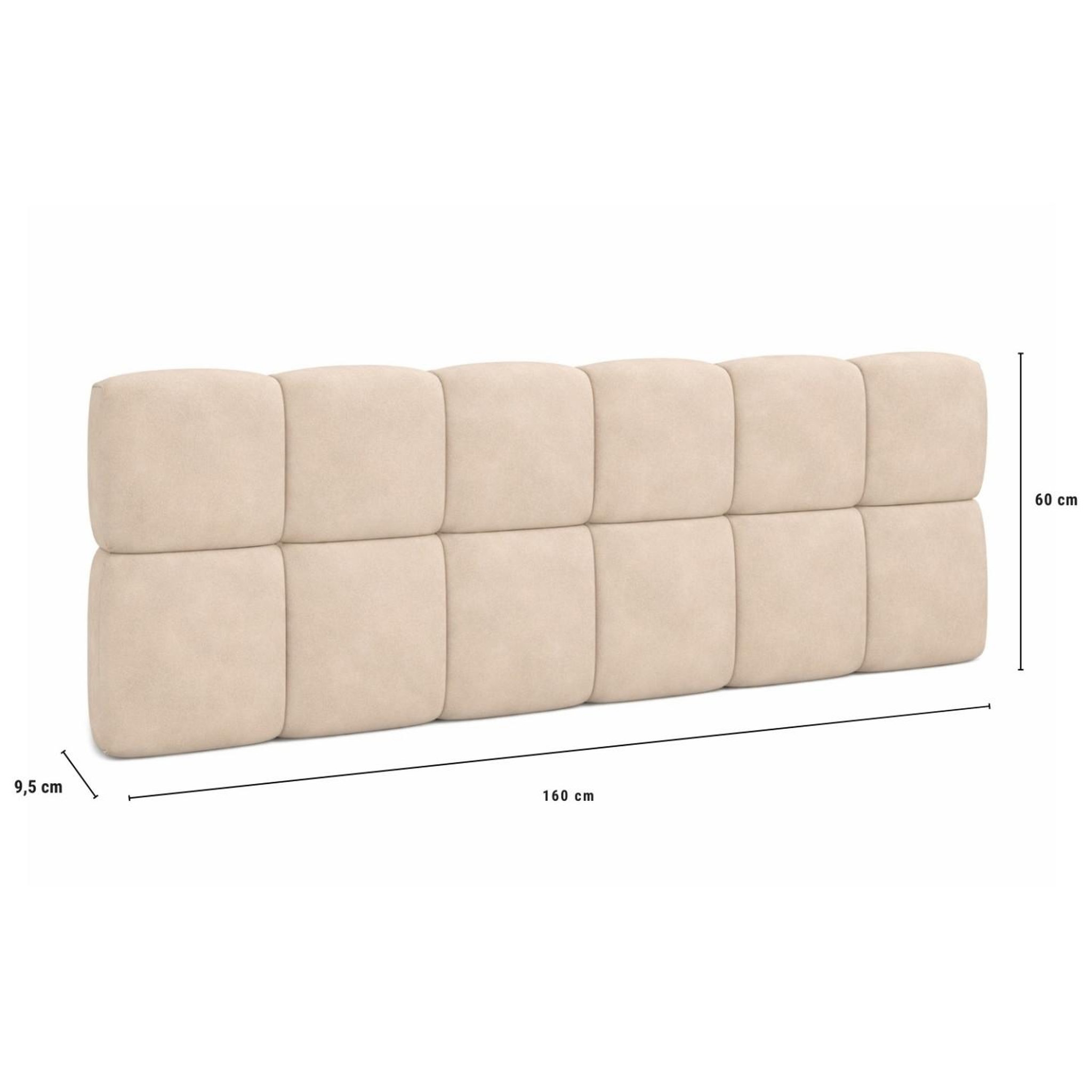 Voir la diapositive 4 : ID MARKET Tête de lit suspendue matelassée nuage velours beige 160 cm