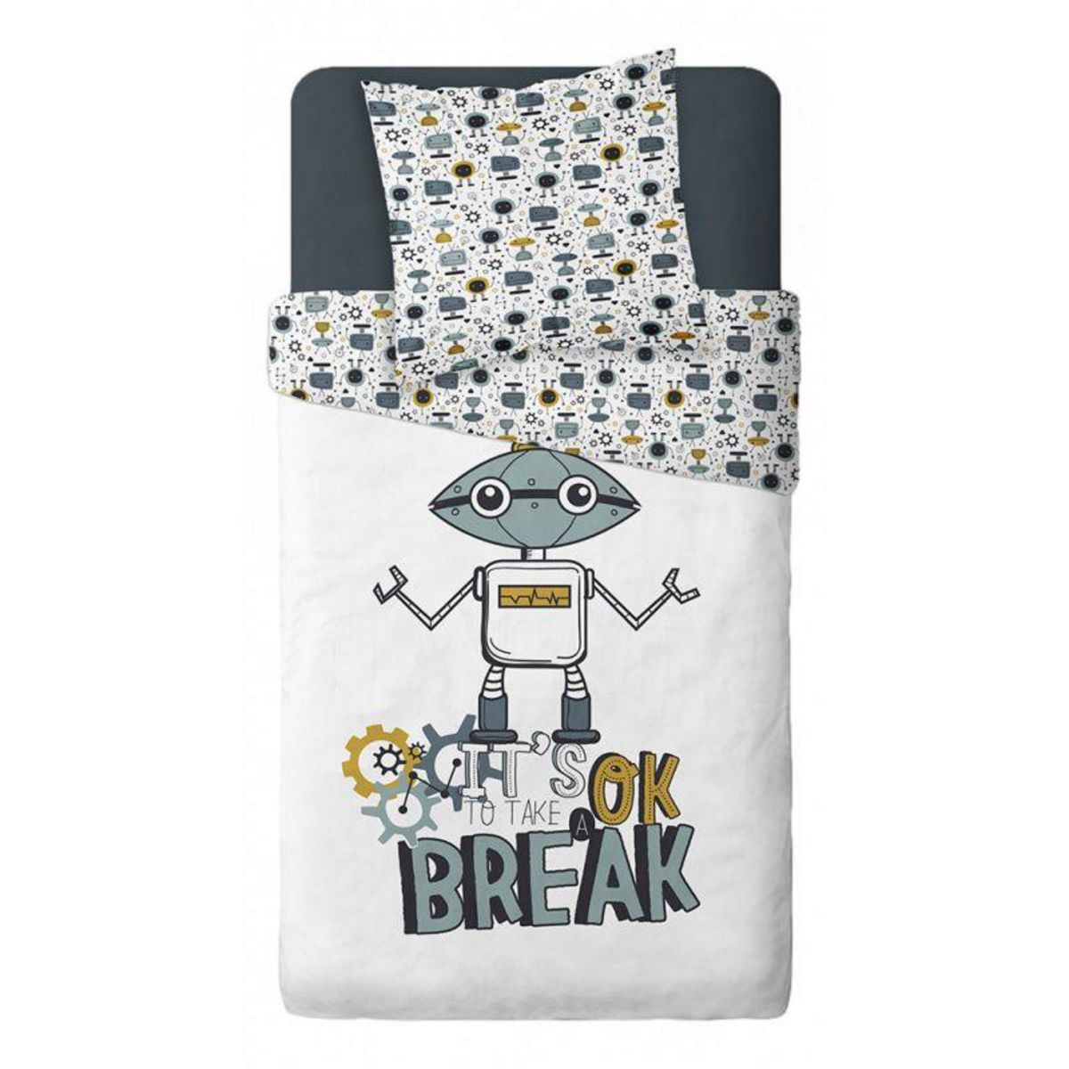 Today Parure de couette 140 x 200  Take a break  Réversible 100% Coton / 57 Fils/cm²