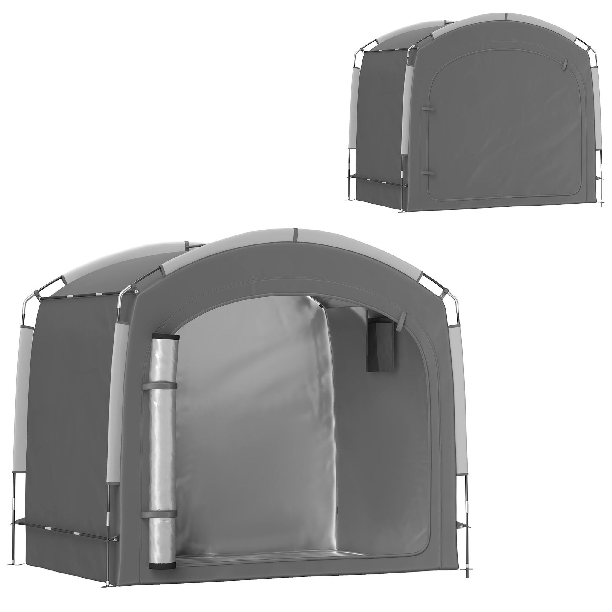 OUTSUNNY Abri vélo - tente vélo - tente de rangement extérieur - dim. 205 x 140 x 188 cm - fibre de verre oxford gris