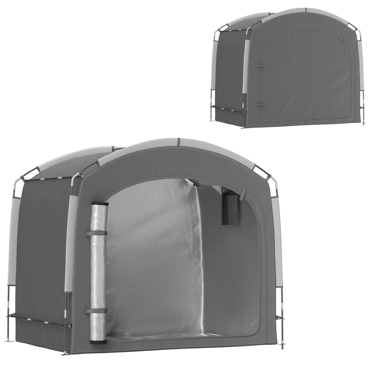 OUTSUNNY Abri vélo - tente vélo - tente de rangement extérieur - dim. 205 x 140 x 188 cm - fibre de verre oxford gris