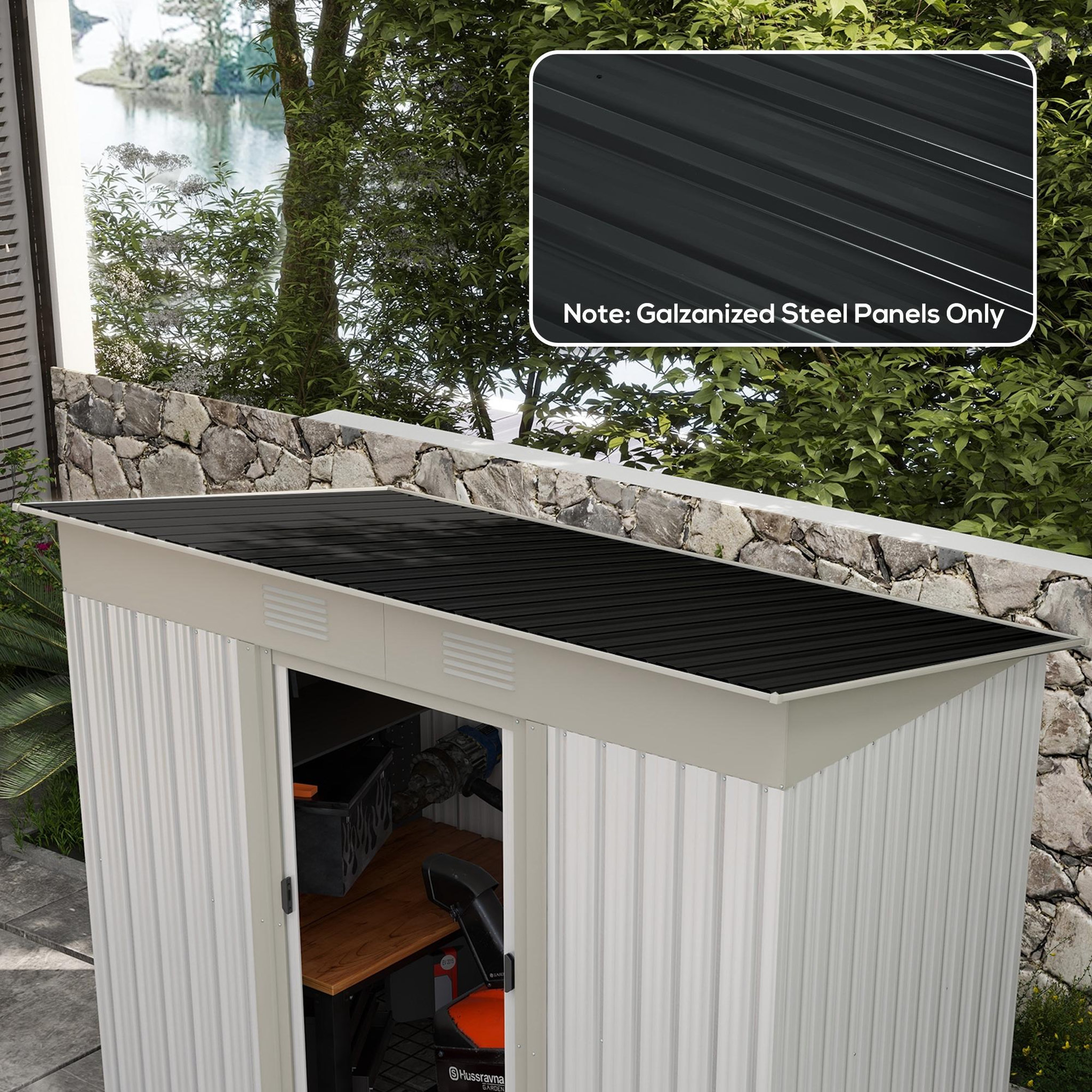 Voir la diapositive 2 : OUTSUNNY Lot de 12 panneaux - dim. 129L x 45l cm - tôle acier ondulé anthracite
