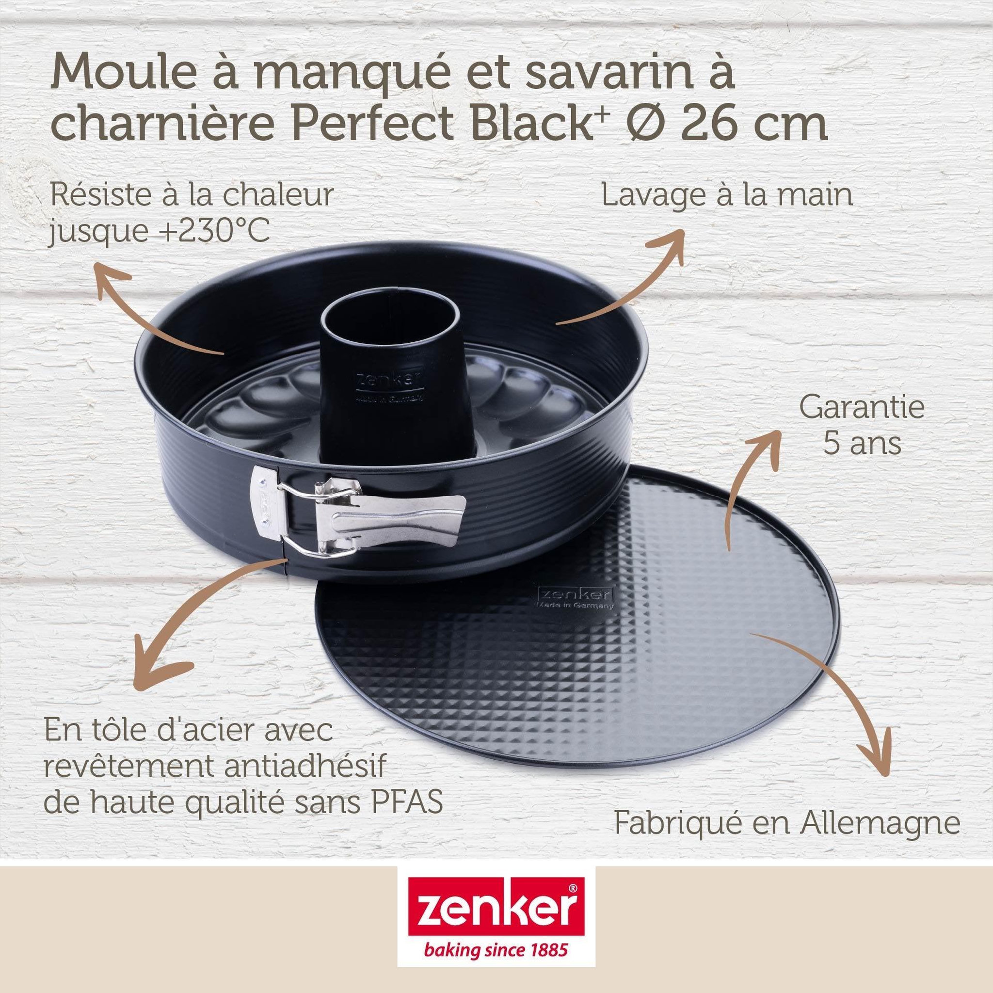Voir la diapositive 4 : ZENKER Moule à manqué et à savarin double fond 26 cm zenker perfectback+