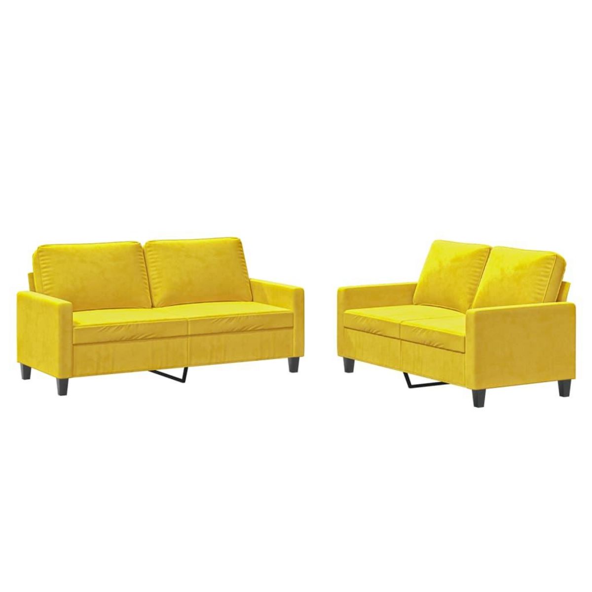 VIDAXL Ensemble de canapes 2 pcs avec coussins Jaune Velours