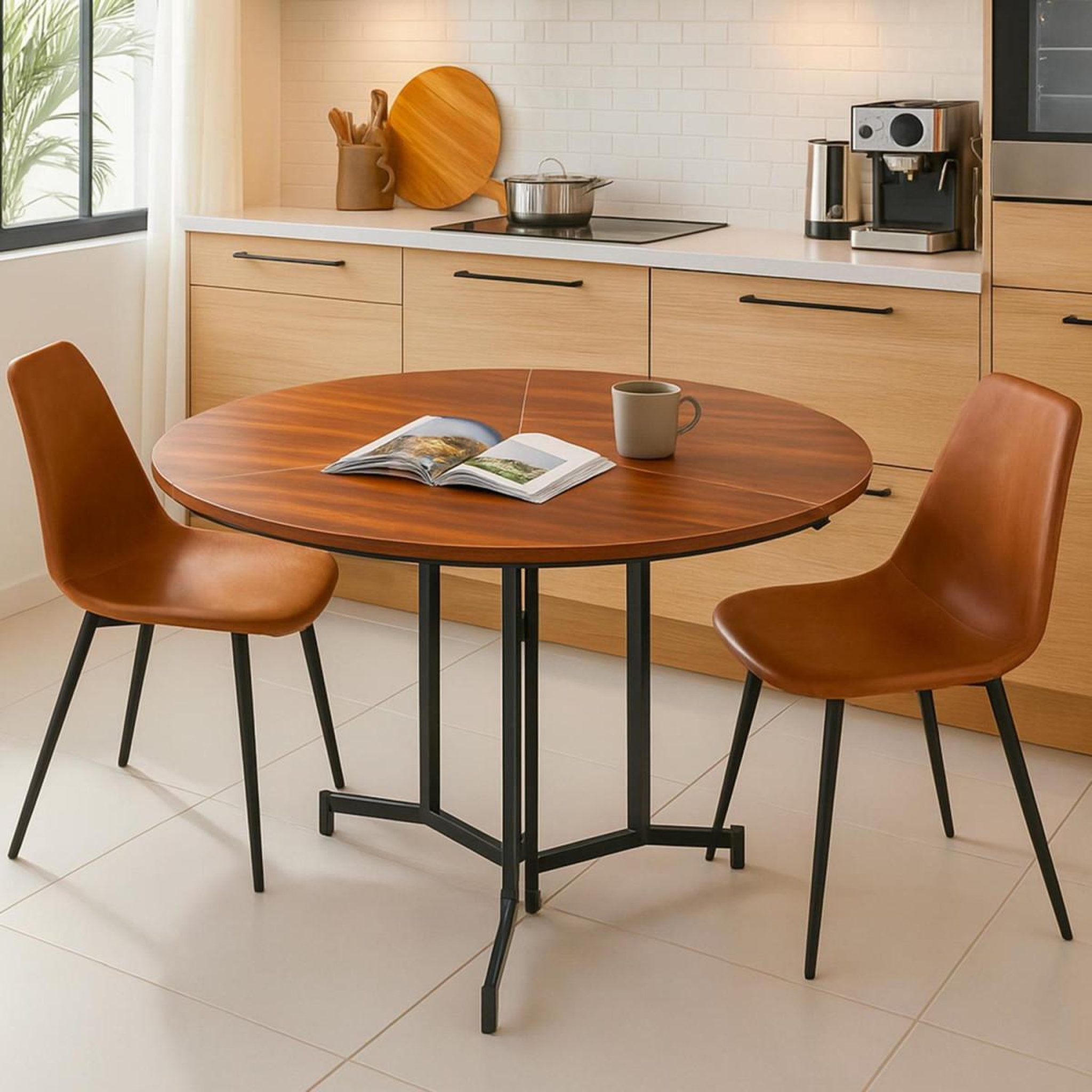 Voir la diapositive 5 : Paris Prix Table ronde pliable  colio  120cm noisette