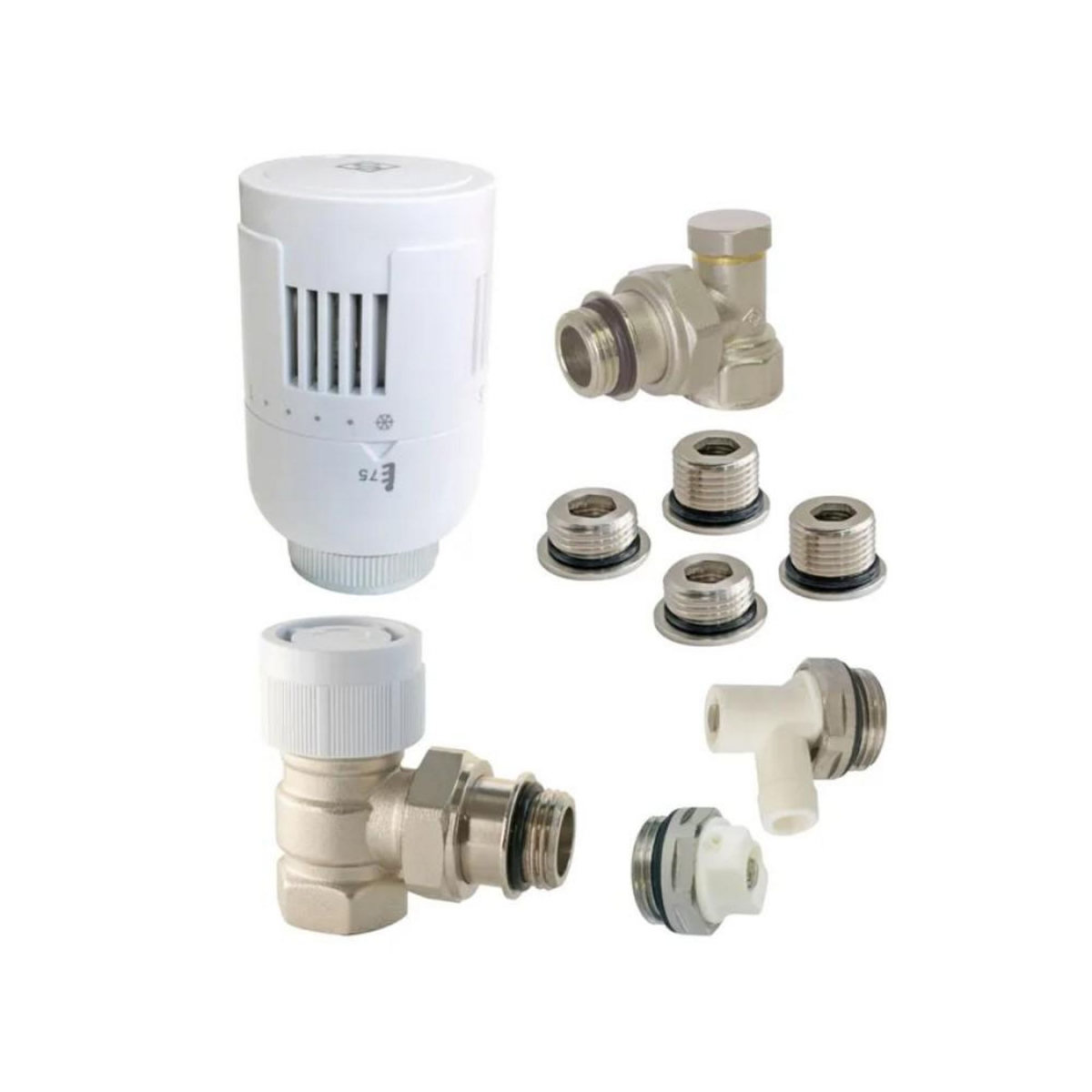 CENTRALE BRICO Kit thermostatique T303 équerre universel complet en laiton blanc