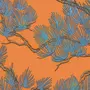 DUTCH WALLCOVERINGS DUTCH WALLCOVERINGS Papier peint Motif avec pins Bleu et orange