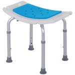 HOMCOM Siège de douche réglable en hauteur tabouret de douche ergonomique pieds antidérapants charge max. 135 Kg alu HDPE blanc bleu