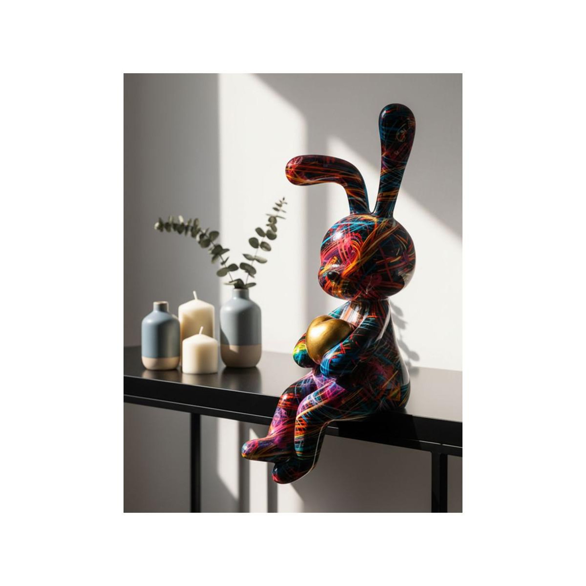 Voir la diapositive 6 : Paris Prix Lapin cœur en résine  psyco  23cm multicolore