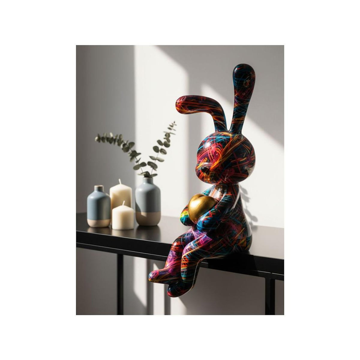 Paris Prix Lapin Cœur en Résine  Psyco  23cm Multicolore