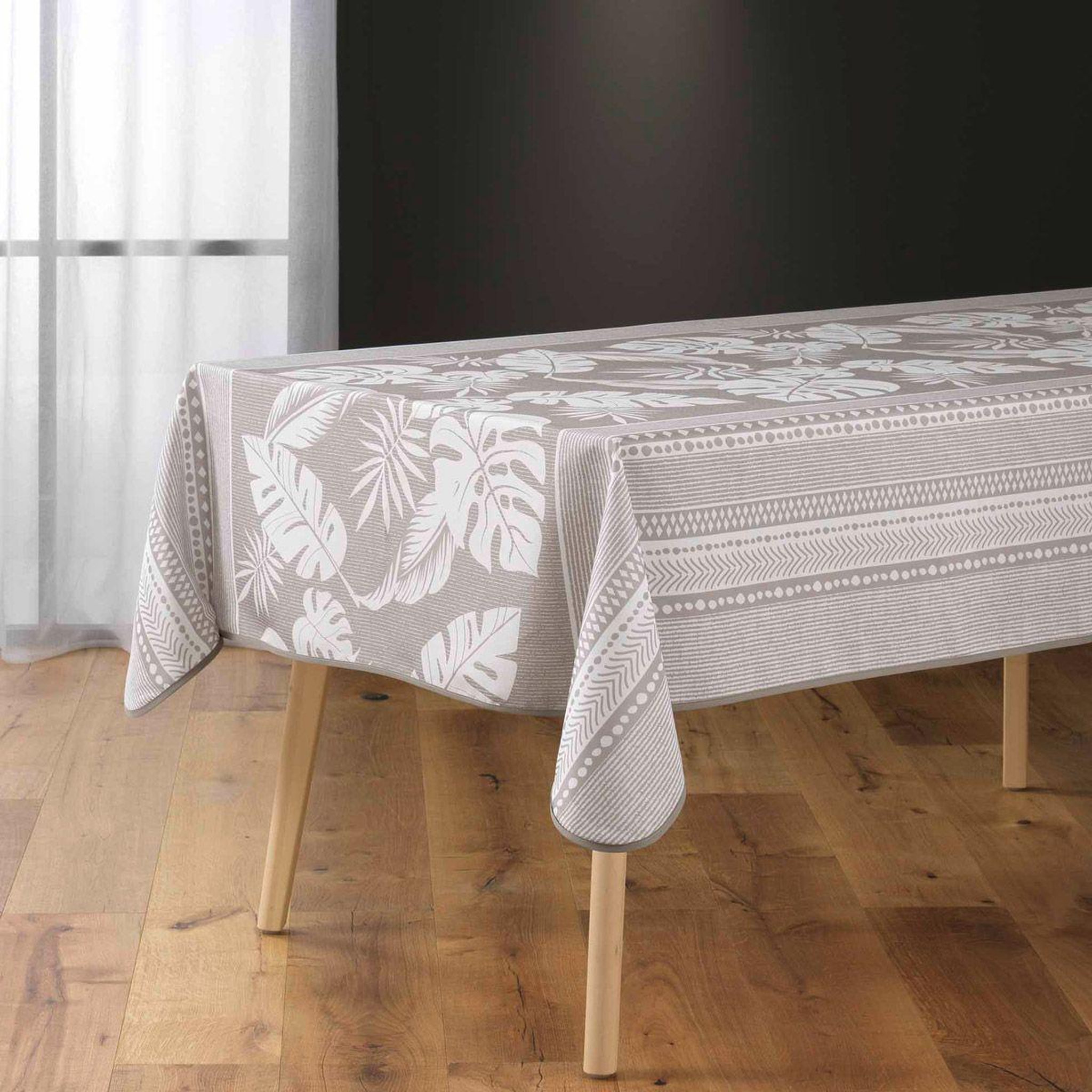 Douceur d'Intérieur Nappe antitache imprimé  ambrine  150x240cm naturel