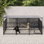 VIDAXL Chenil d'exterieur avec toit pour chiens Acier 3,75 m²