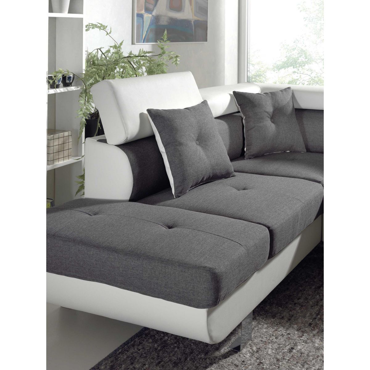 BEST MOBILIER Lisbona - canapé d'angle gauche convertible - 5 places - avec têtières