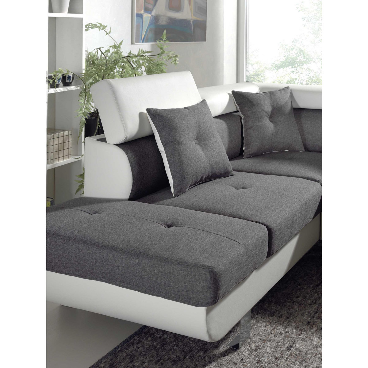 BEST MOBILIER Lisbona - canapé d'angle gauche convertible - 5 places - avec têtières