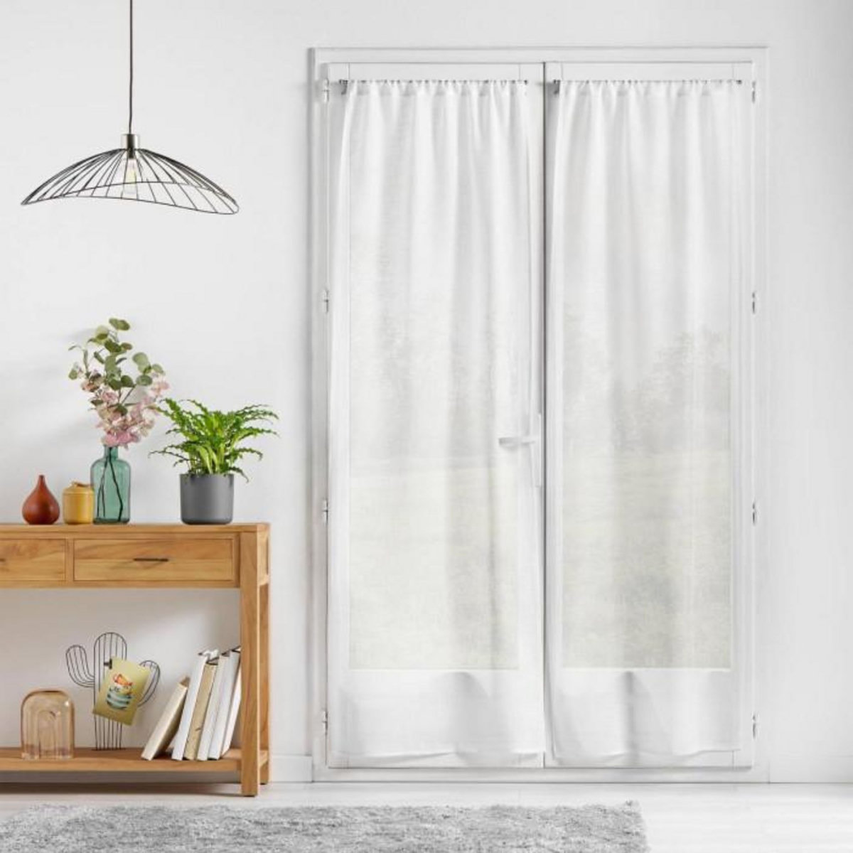 Paris Prix Paire de Voilage Passe-Tringle  Haltona  70x200cm Blanc