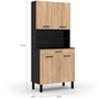 Voir la diapositive 5 : ID MARKET Buffet de cuisine 80 CM CINA 4 portes + tiroir noir et façon hêtre