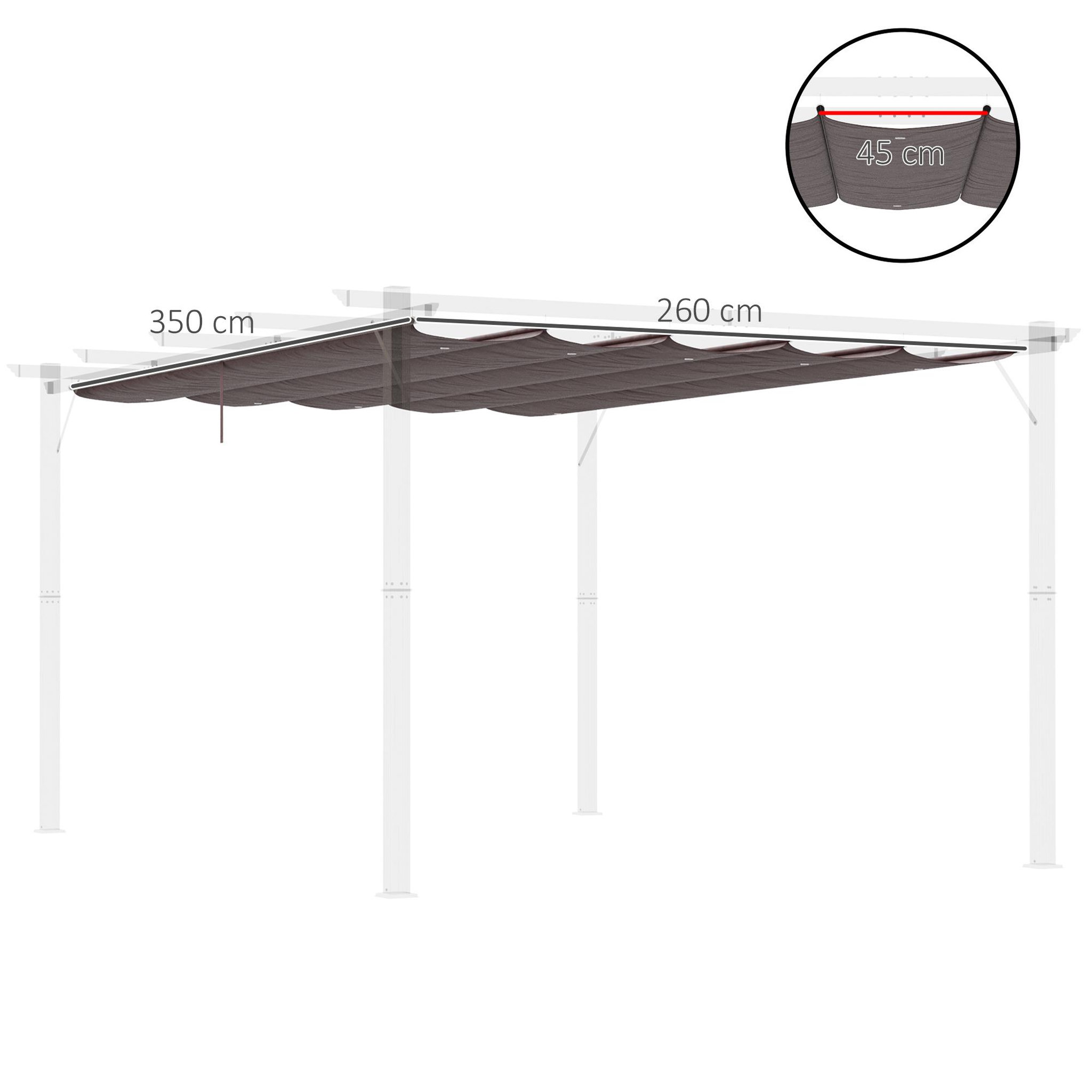 Voir la diapositive 3 : OUTSUNNY Toile de rechange pour pergola rétractable 4 x 3 m polyester haute densité 180 g/m² imperméabilisé chocolat
