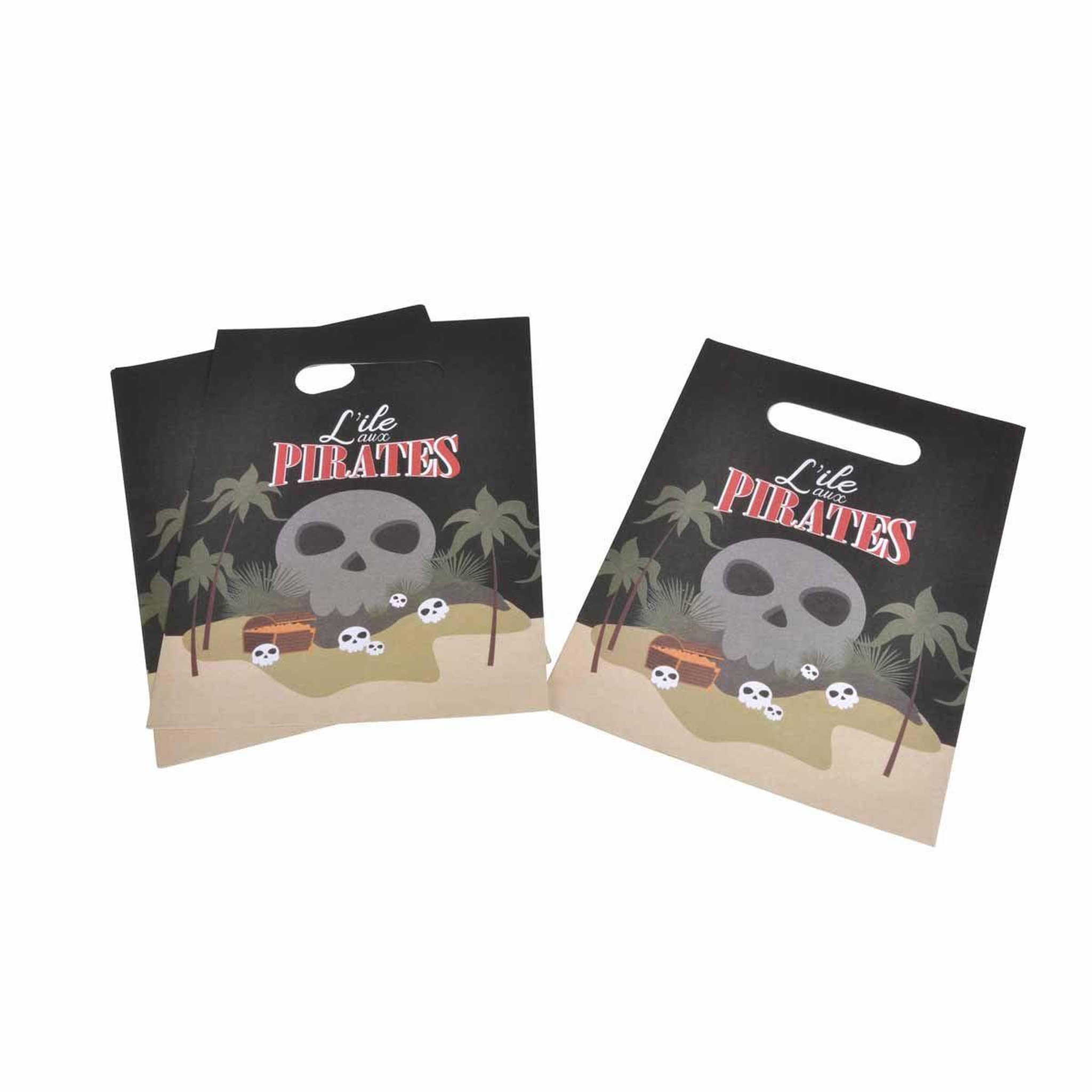 HOMEA Lot de 6 Sacs à Bonbons  Pirates  23cm Noir