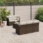 VIDAXL Salon de jardin avec coussins 6 pcs marron resine tressee
