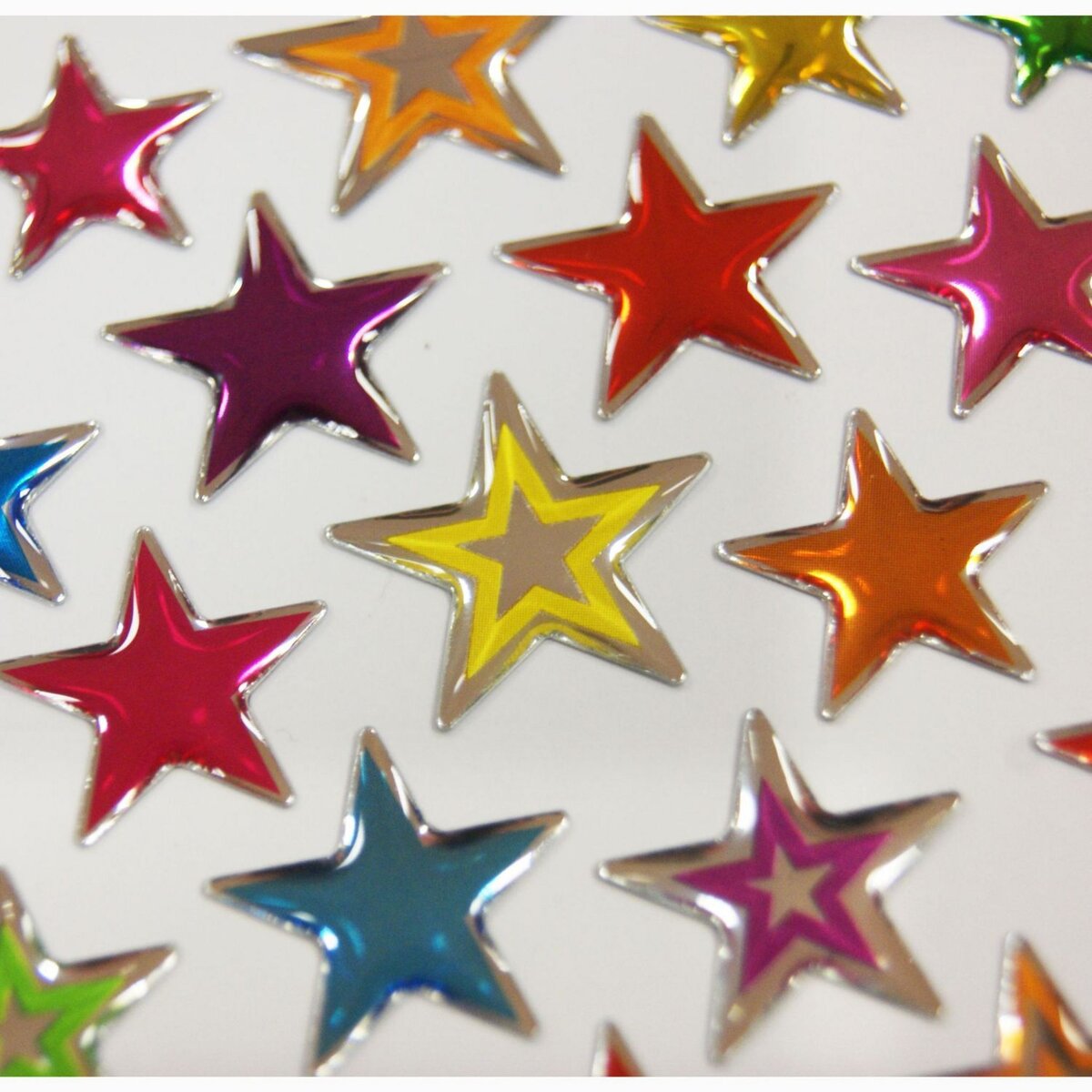 Autocollants - Étoiles multicolores - Holographique - Époxy pas cher 
