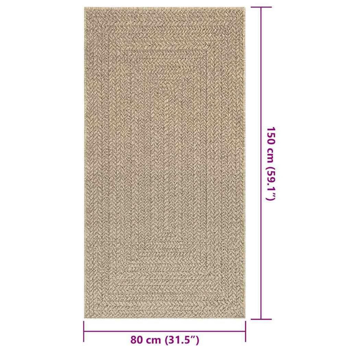 VIDAXL Tapis ZIZUR beige 80x150 cm aspect de jute interieur exterieur