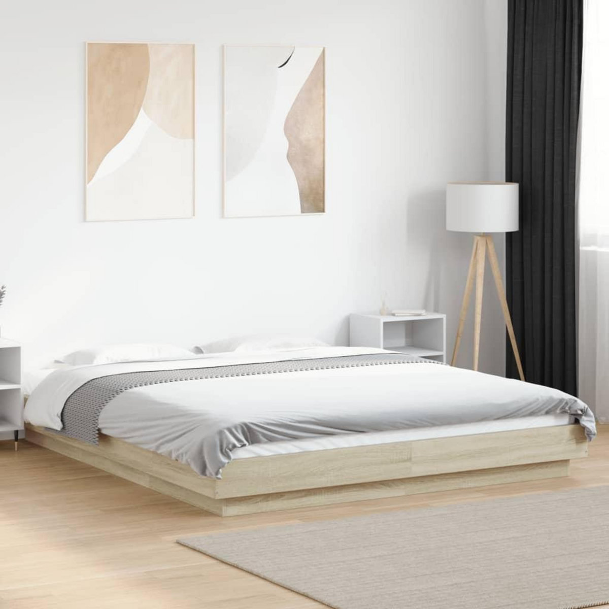VIDAXL Cadre de lit avec lumieres LED sans matelas 160x200 cm