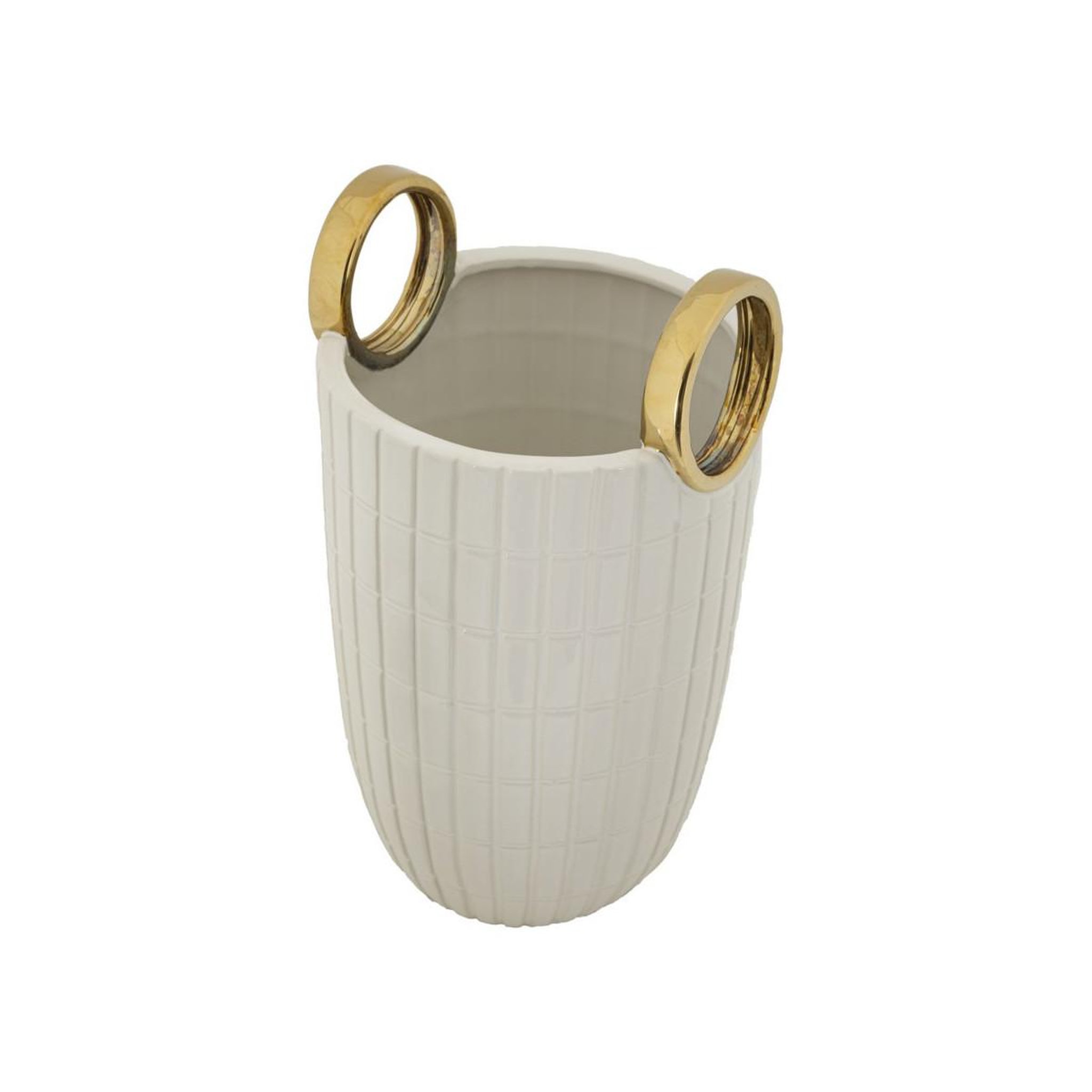 Voir la diapositive 3 : Paris Prix Vase design en céramique  shopping  25cm blanc