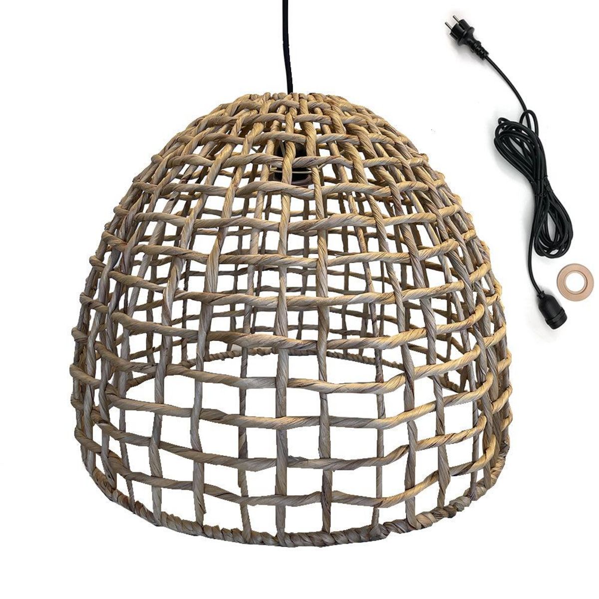 Lumisky Suspension d'extérieur avec câble AMADEO Beige Fibre naturelle H38cm