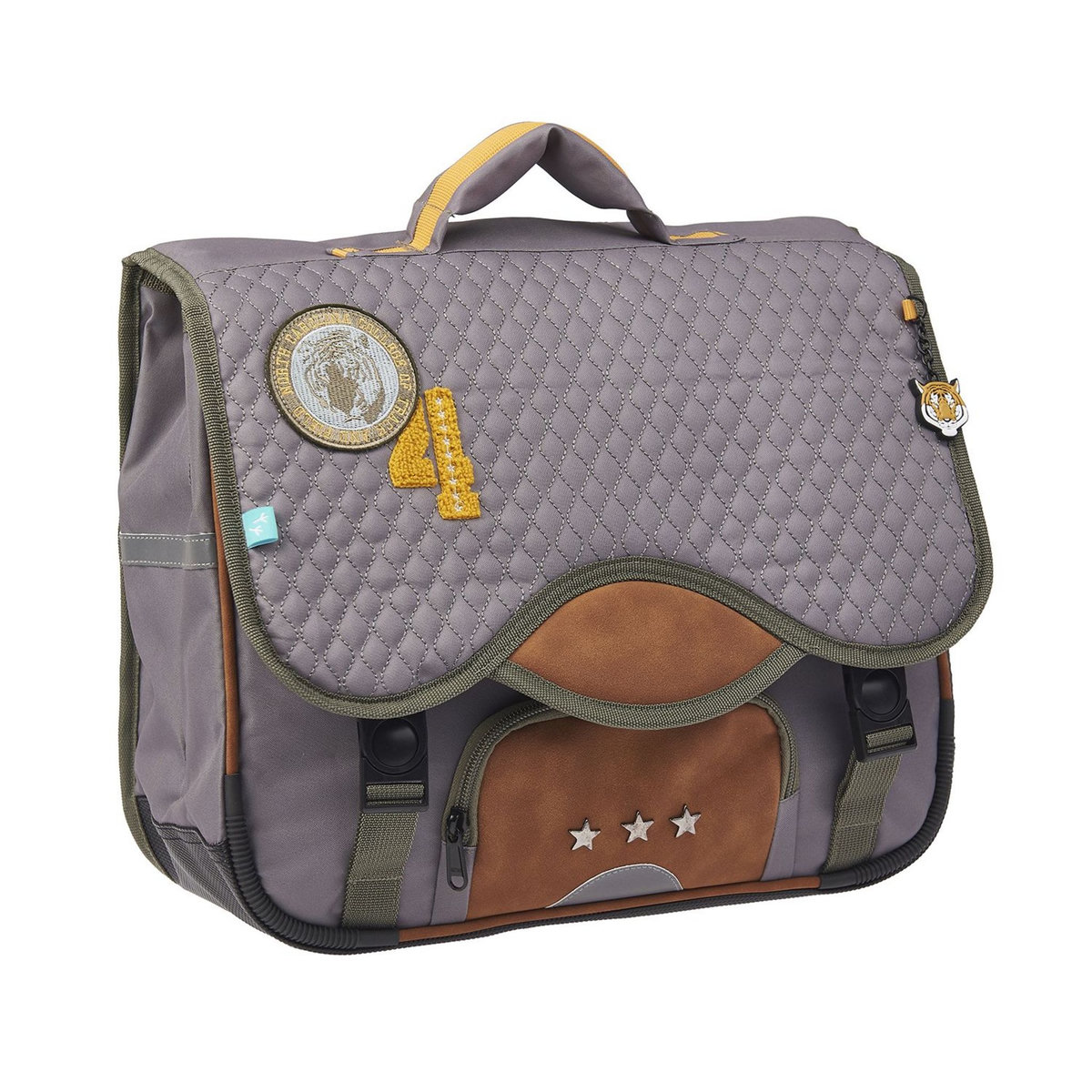 AUCHAN Cartable 38 cm CP/CE1/CE2 gris et marron ADVENTURE