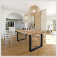 Table à manger rectangulaire en chêne blanchi 8 couverts L200 CENTIOR -  HELLIN