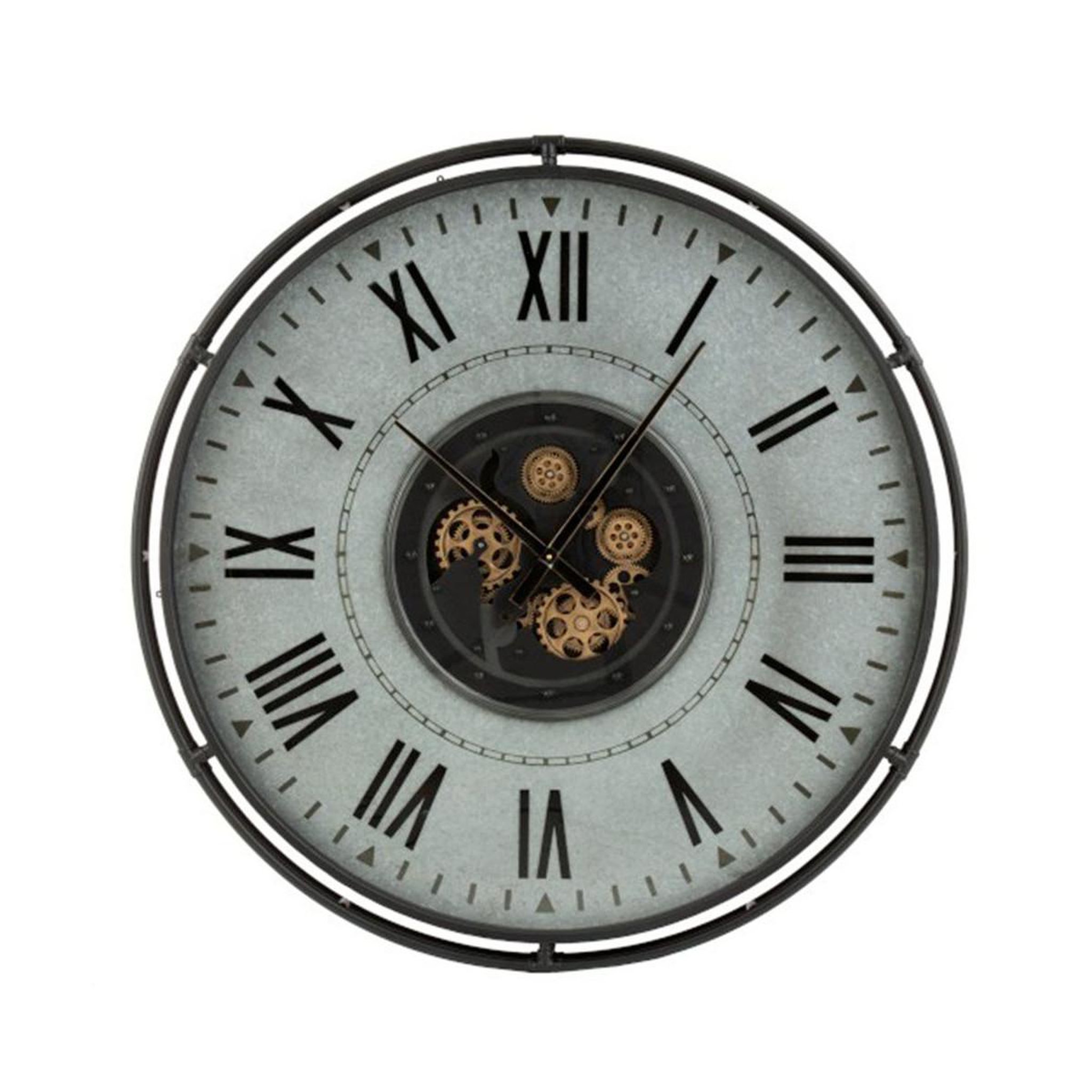 Voir la diapositive 1 : J-LINE Horloge murale ronde  romano  109cm noir