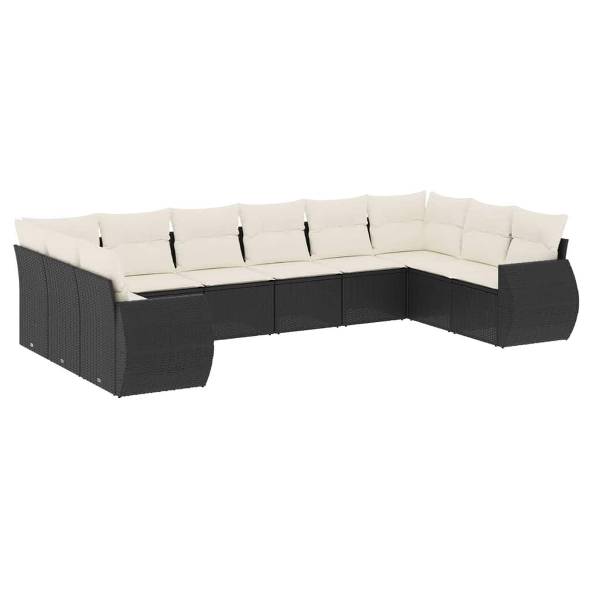 Voir la diapositive 2 : VIDAXL Salon de jardin 10 pcs avec coussins noir resine tressee