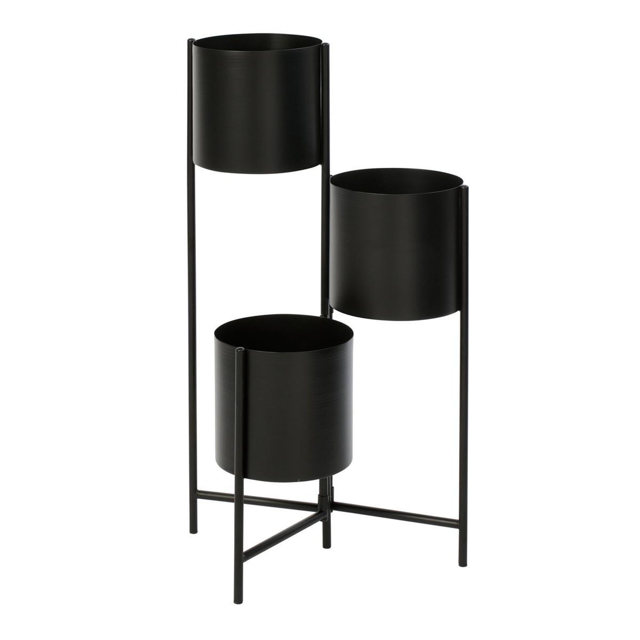 J-LINE Support 3 cache-pots en métal  trio  75cm noir