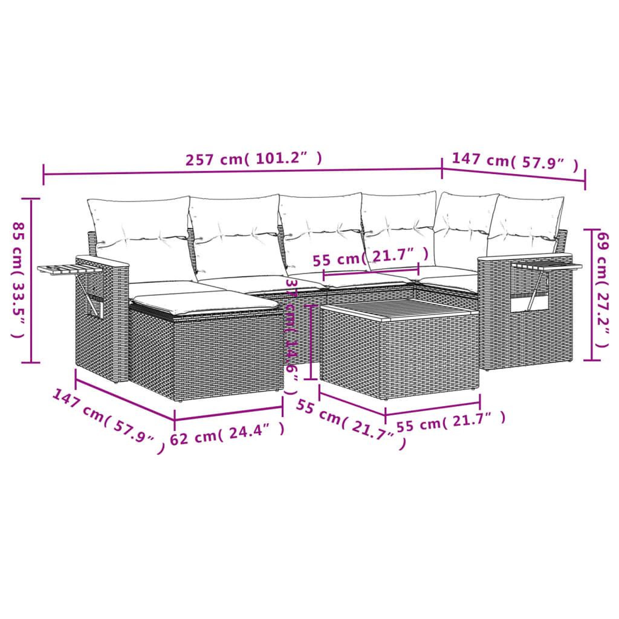 Voir la diapositive 3 : VIDAXL Salon de jardin avec coussins 7 pcs beige resine tressee