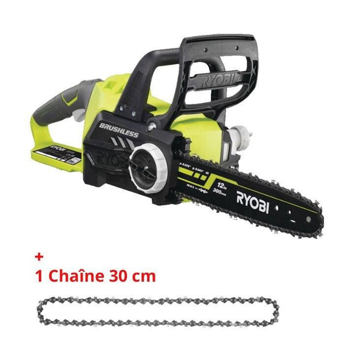 Ryobi Tronçonneuse sur batterie, RYOBI OCS 1830-0C 18 volts, guide de 30 cm