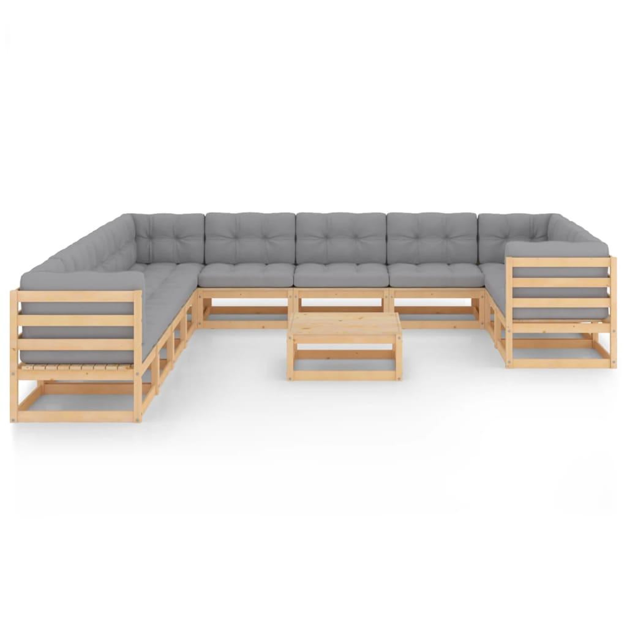 Voir la diapositive 2 : VIDAXL Salon de jardin 12 pcs avec coussins Bois de pin massif