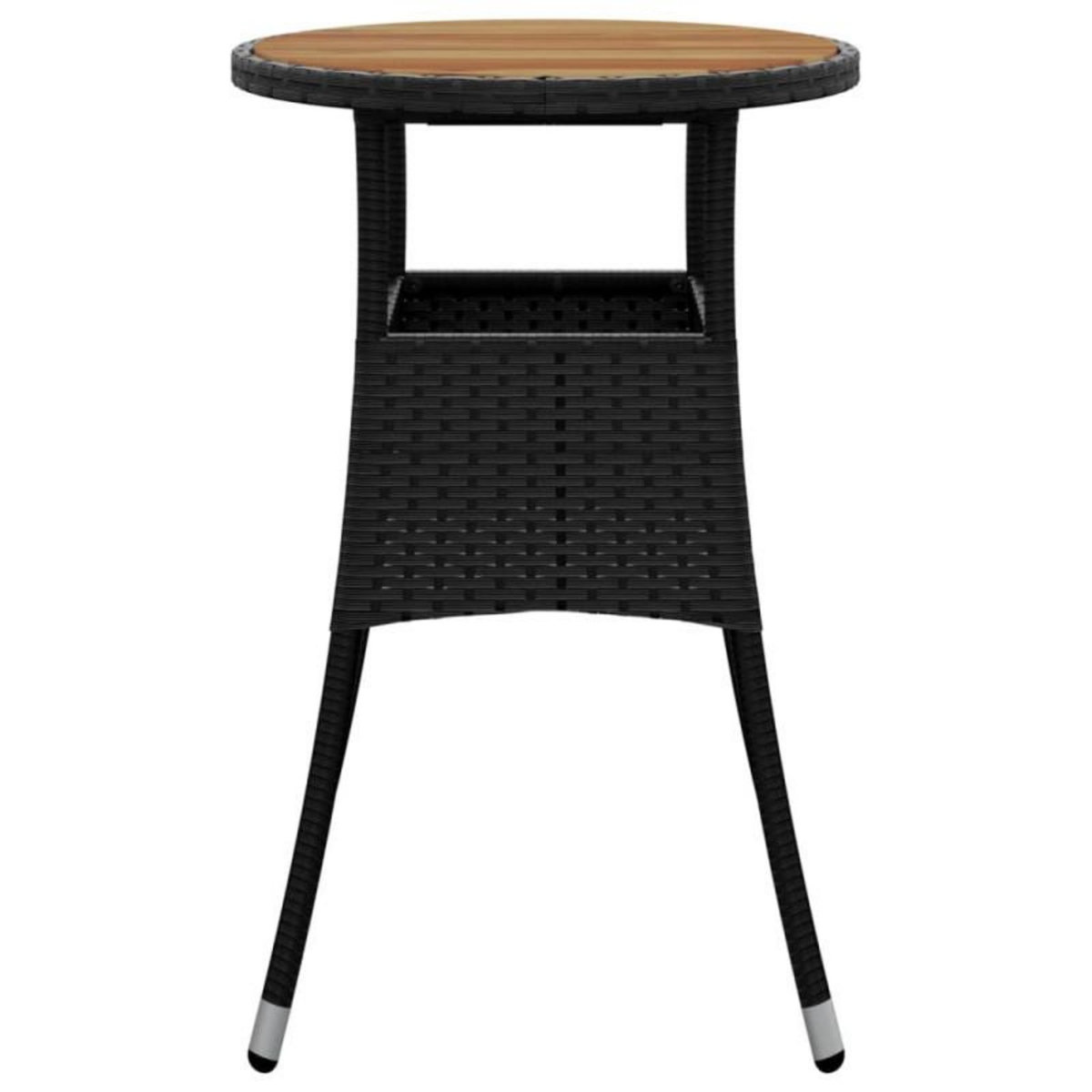 VIDAXL Table de jardin Ø60x75 cm Acacia et résine tressée Noir