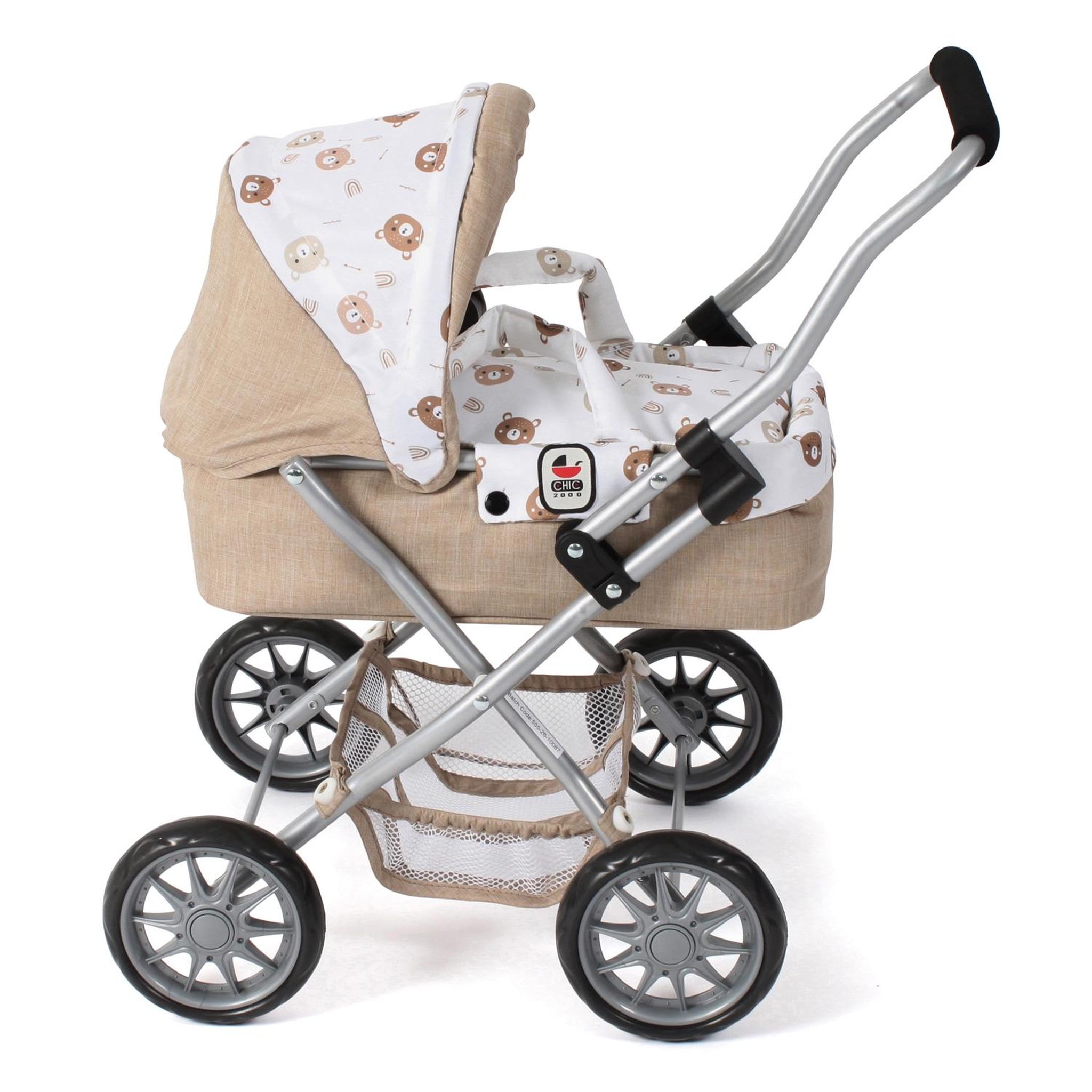 BAYER CHIC 2000 Poussette pour poupée SMARTY Beige avec oursons