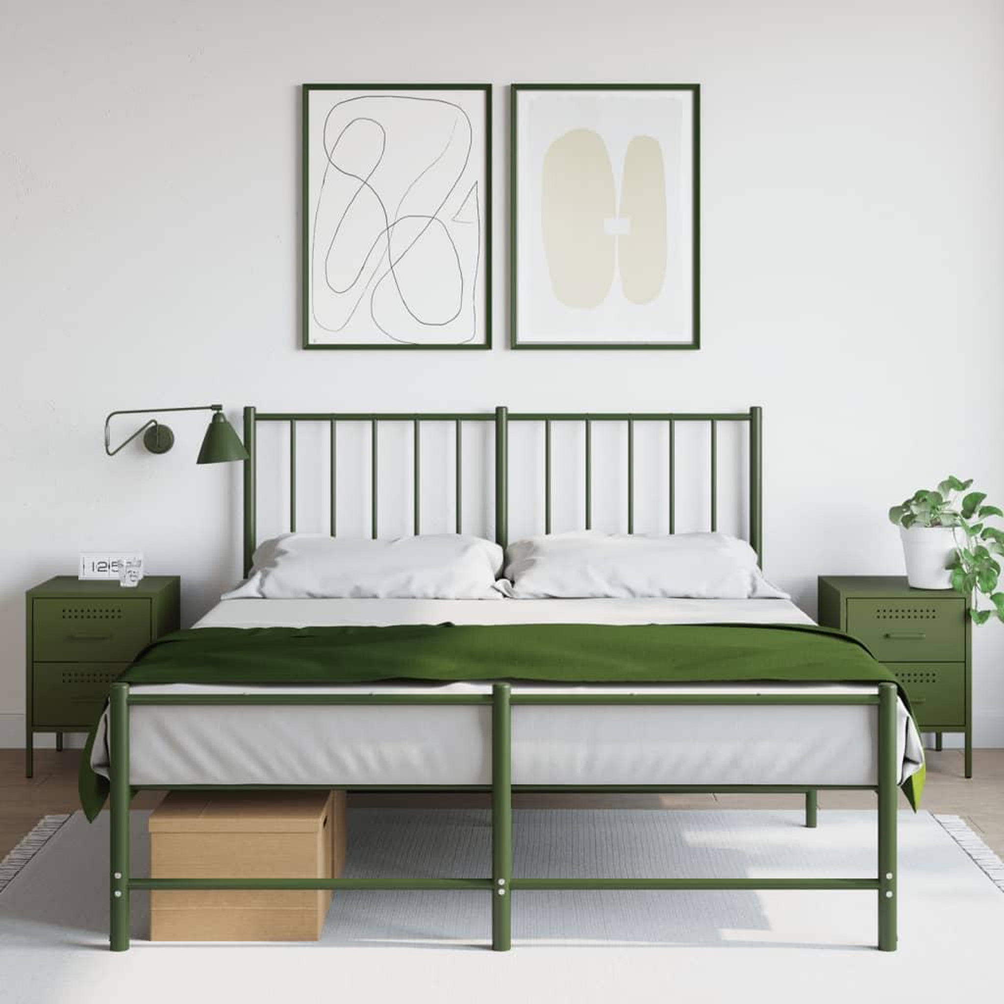 VIDAXL Tables de chevet 2 pcs vert olive 36x39x50,5 cm acier